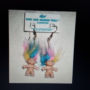 NEW GOOD LUCK RAINBOW TROLL EARRINGS BY RUSS